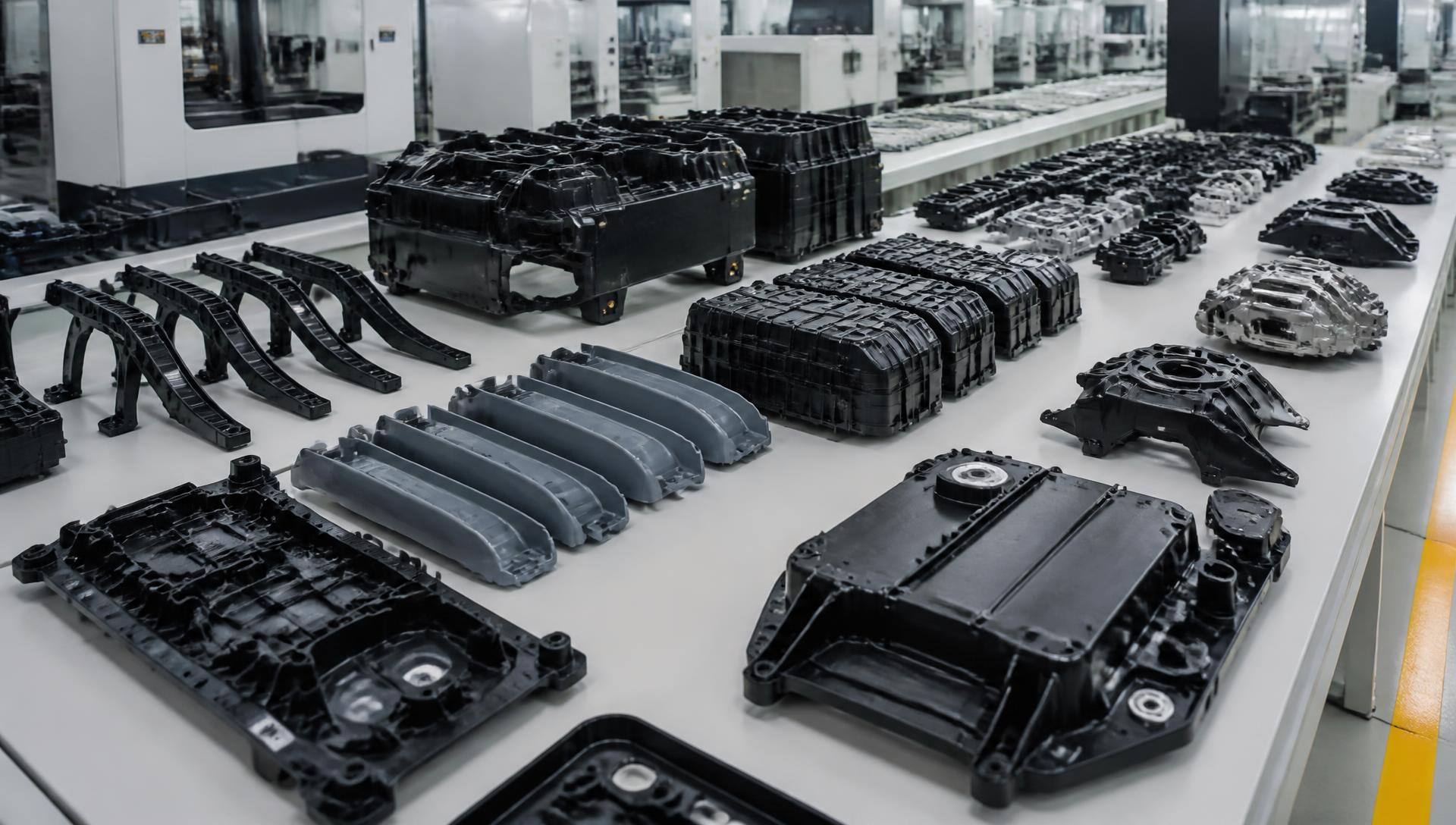 Finished aerospace and automotive grade polymer production components in a manufacturing facility